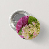 Schönes blühendes Rosa und weiße Hydrangeas Button (Vorne & Hinten)