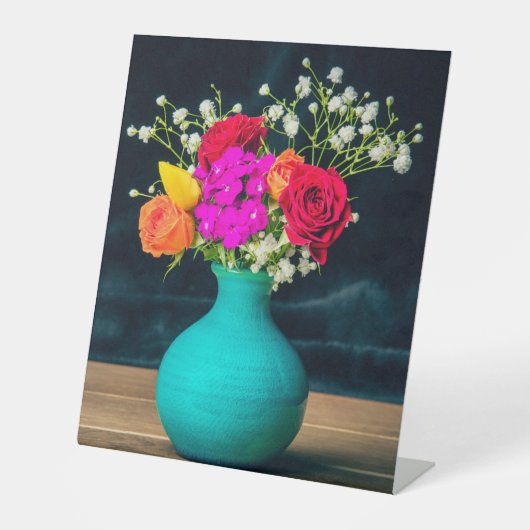 Schönes Blume-Arrangement Stillleben Sockelschild (Vorderseite)