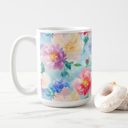 Schönes Blume-Muster Kaffeetasse (Mit Donut)