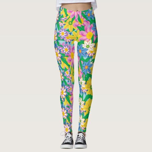 Schönes Blume Muster Leggings (Vorderseite)