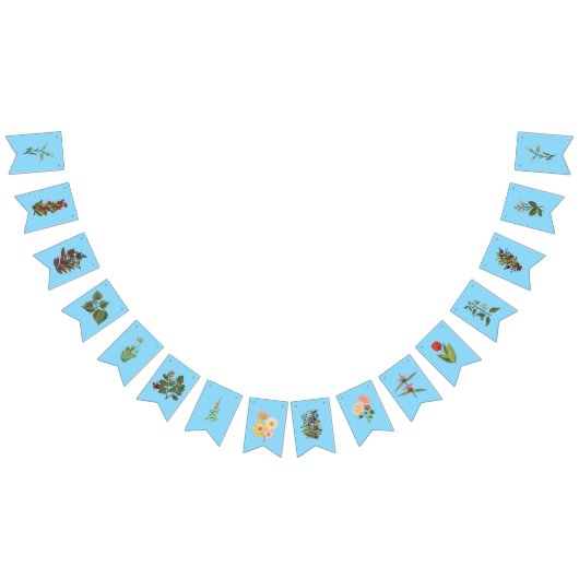 Schönes Blumenbanner auf blauem Hintergrund Wimpelkette (Alle)