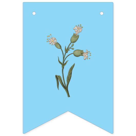 Schönes Blumenbanner auf blauem Hintergrund Wimpelkette (Erste Fahne)