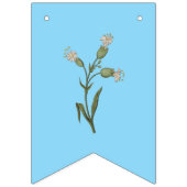 Schönes Blumenbanner auf blauem Hintergrund Wimpelkette (Erste Fahne)