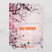Schönes Blumenbaum Pink Halloween-Party Einladung (Vorne/Hinten)
