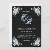 Schönes Blumenblau Graduate Foto Party Einladung (Rückseite)