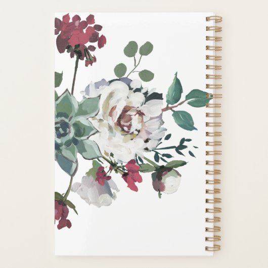 Schönes BlumenBouquet mit Monogramm Planer (Rückseite)