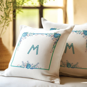 Schönes Blumendesign Blau Ice Grün Design Kissen