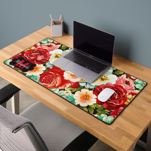Schönes Blumendesign - personalisieren Schreibtischunterlage (Büro 2)