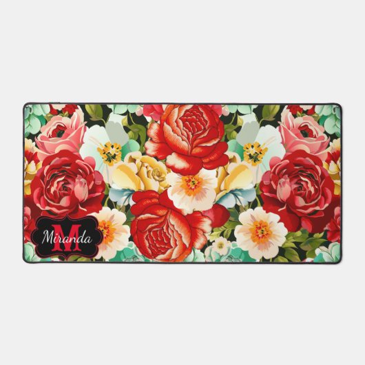 Schönes Blumendesign - personalisieren Schreibtischunterlage (Vorderseite)