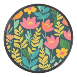 Schönes, blumenfarbenes Feld Eishockey Puck