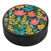 Schönes, blumenfarbenes Feld Eishockey Puck (3/4)