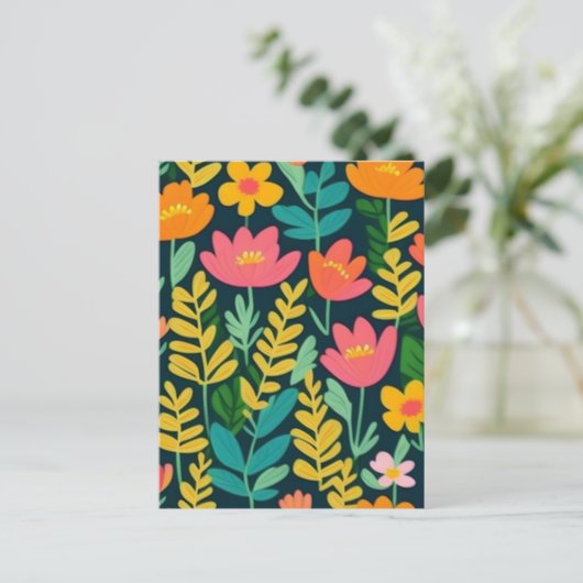 Schönes, blumenfarbenes Feld Postkarte (Stehend Vorderseite)