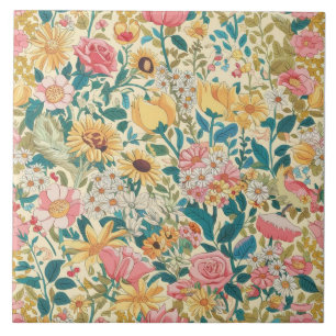 Schönes, blumengeschmücktes minimalistisches Desig Fliese