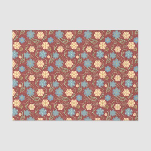 Schönes, blumengeschmücktes modernes Muster - rot Seidenpapier (Vorderseite)