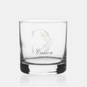Schönes, blumengeschmücktes Monogramm C Whiskyglas (Rückseite)