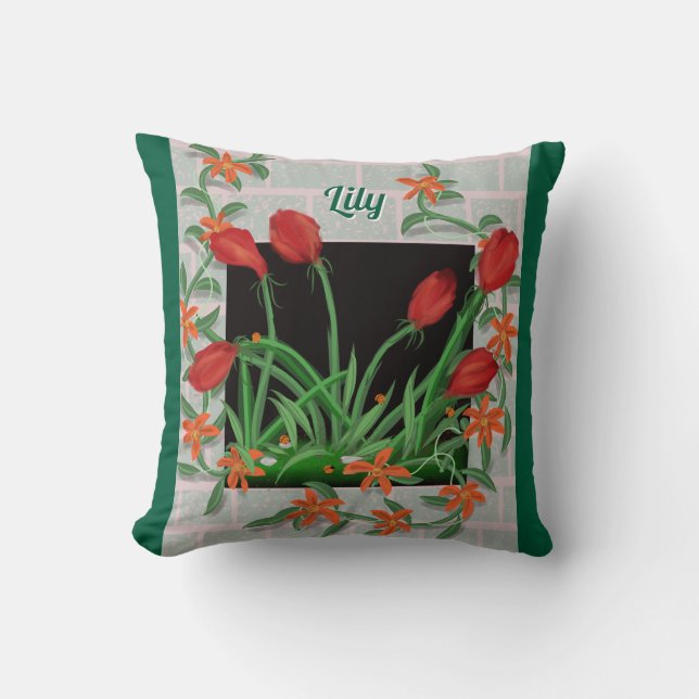 Schönes, blumengeschmücktes Personalisiertes Kisse Kissen (Vorderseite)