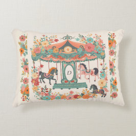 Schönes, blumengeschmücktes Pferd Custom Monogram Dekokissen