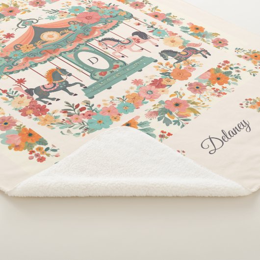 Schönes, blumengeschmücktes Pferd Custom Monogram Sherpadecke (3/4)