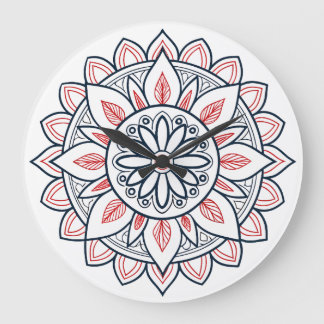 Schönes Blumengestein Mandala - Malerei und Grafik Große Wanduhr