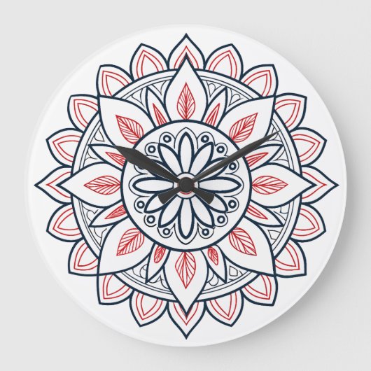 Schönes Blumengestein Mandala - Malerei und Grafik Große Wanduhr (Vorderseite)