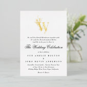 Schönes BlumengOLD Monogram skizziert Folieneinladung (Stehend vorne)