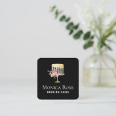 schönes Blumengold und schwarzes Gebäck Quadratische Visitenkarte (Stehend Vorderseite)