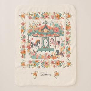 Schönes Blumenkarussellpferd mit individuellem Mon Sherpadecke