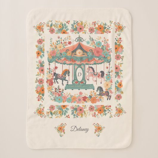 Schönes Blumenkarussellpferd mit individuellem Mon Sherpadecke (Vorderseite)