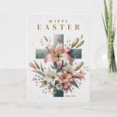 Schönes Blumenkreuz Christliches Ostern Feiertagskarte (Vorderseite)