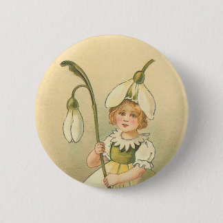 Schönes Blumenmädchen Vintag Ostern Button