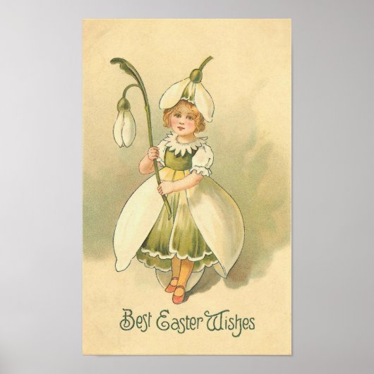 Schönes Blumenmädchen Vintag Ostern Poster (Vorne)