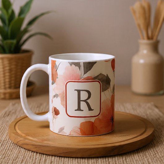Schönes Blumenmonogramm-Vorlage Personalisiert Kaffeetasse