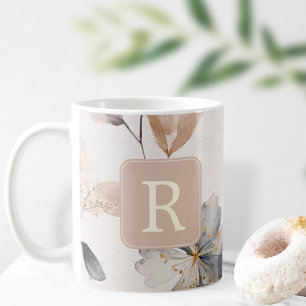 Schönes Blumenmonogramm-Vorlage Personalisiert Kaffeetasse
