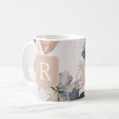 Schönes Blumenmonogramm-Vorlage Personalisiert Kaffeetasse (Vorderseite Links)