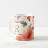 Schönes Blumenmonogramm-Vorlage Personalisiert Kaffeetasse (Vorderseite Links)