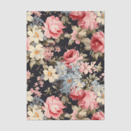 Schönes Blumenmuster auf dunklem Hintergrund Seidenpapier