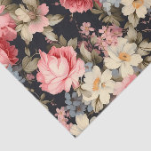 Schönes Blumenmuster auf dunklem Hintergrund Seidenpapier (Ausschnitt)