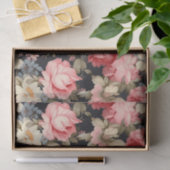 Schönes Blumenmuster auf dunklem Hintergrund Seidenpapier (Geschenk)