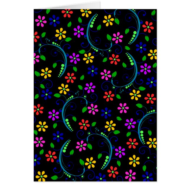 Schönes Blumenmuster auf schwarzem Hintergrund (Vorne)