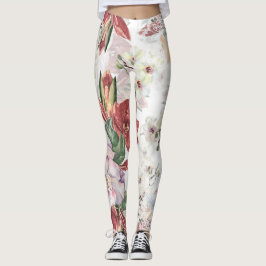 Schönes Blumenmuster Burgund und Spitze niedlich Leggings