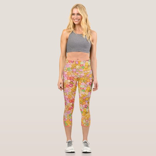 schönes Blumenmuster Capri Leggings (Vorderseite)