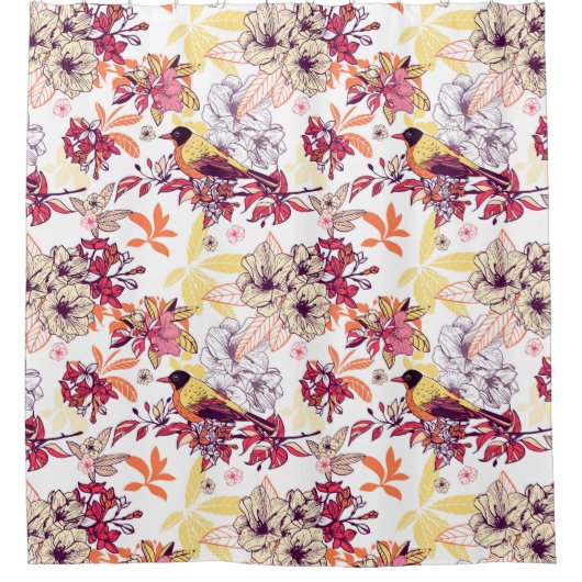 Schönes Blumenmuster Duschvorhang (Vorderseite)