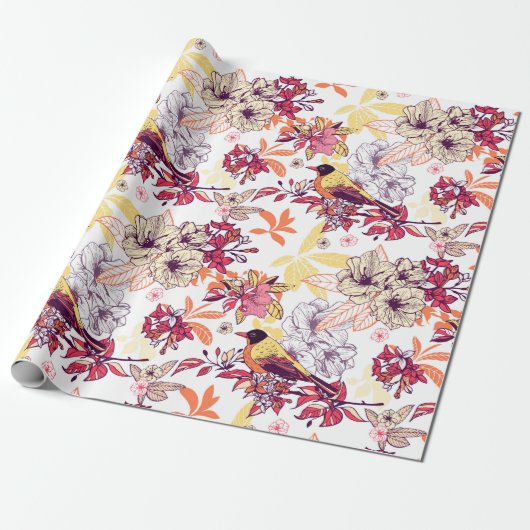 Schönes Blumenmuster Geschenkpapier (Ungerollt)