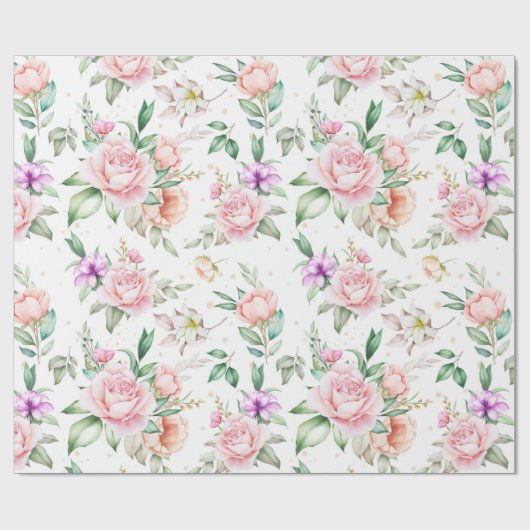 Schönes Blumenmuster Geschenkpapier (Flach)