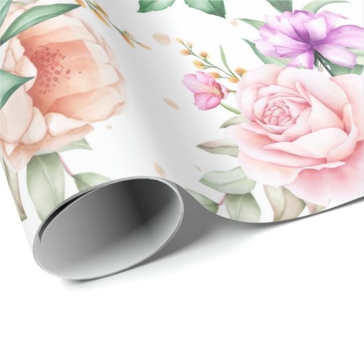 Schönes Blumenmuster Geschenkpapier (Rolleneckpunkt)