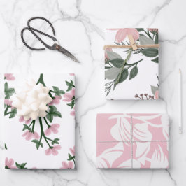 Schönes Blumenmuster Geschenkpapier Set