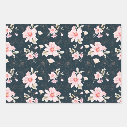 Schönes Blumenmuster Geschenkpapier Set (Vorderseite 2)