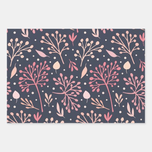 Schönes Blumenmuster Geschenkpapier Set (Vorderseite 3)