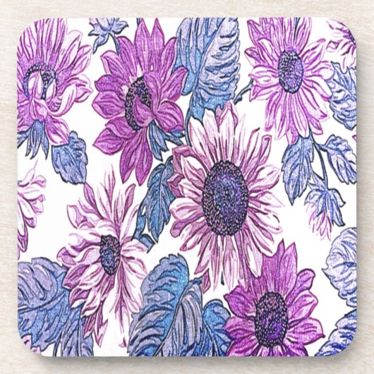 Schönes Blumenmuster Getränkeuntersetzer (Vorderseite)