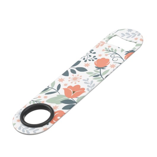 Schönes Blumenmuster Girly Speedflaschenöffner (Rückseite Schrägansicht)